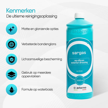 Aeterno Sargas No Silicon Exterior Dressing – Waterbasis – 1000 ml – Voor Banden & Exterieur