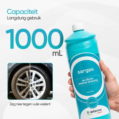 Aeterno Sargas No Silicon Exterior Dressing – Waterbasis – 1000 ml – Voor Banden & Exterieur