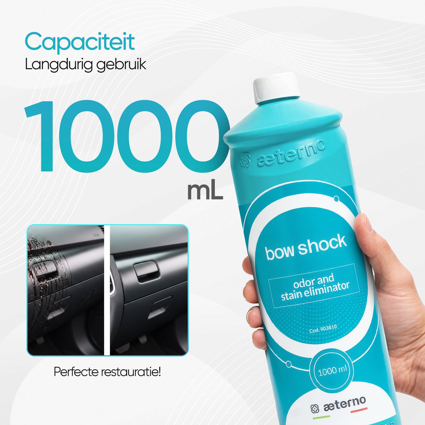 Aeterno Bow Shock Odor & Stain Eliminator – Interieurreiniger – 1000 ml – Geur- & Vlekverwijdering