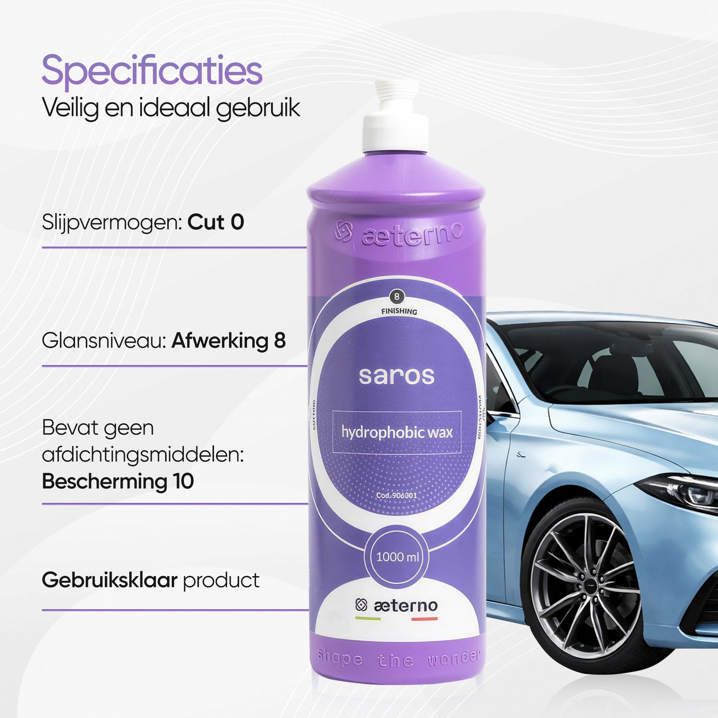 Aeterno Saros Hydrophobic Wax – Beschermende Wax – 1000 ml – Diepe Glans & Waterafstotend