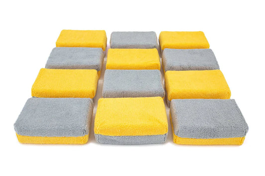 Thick Microfiber Terry Applicator Sponge 5"x3.5"x1.75" Gold/Gray